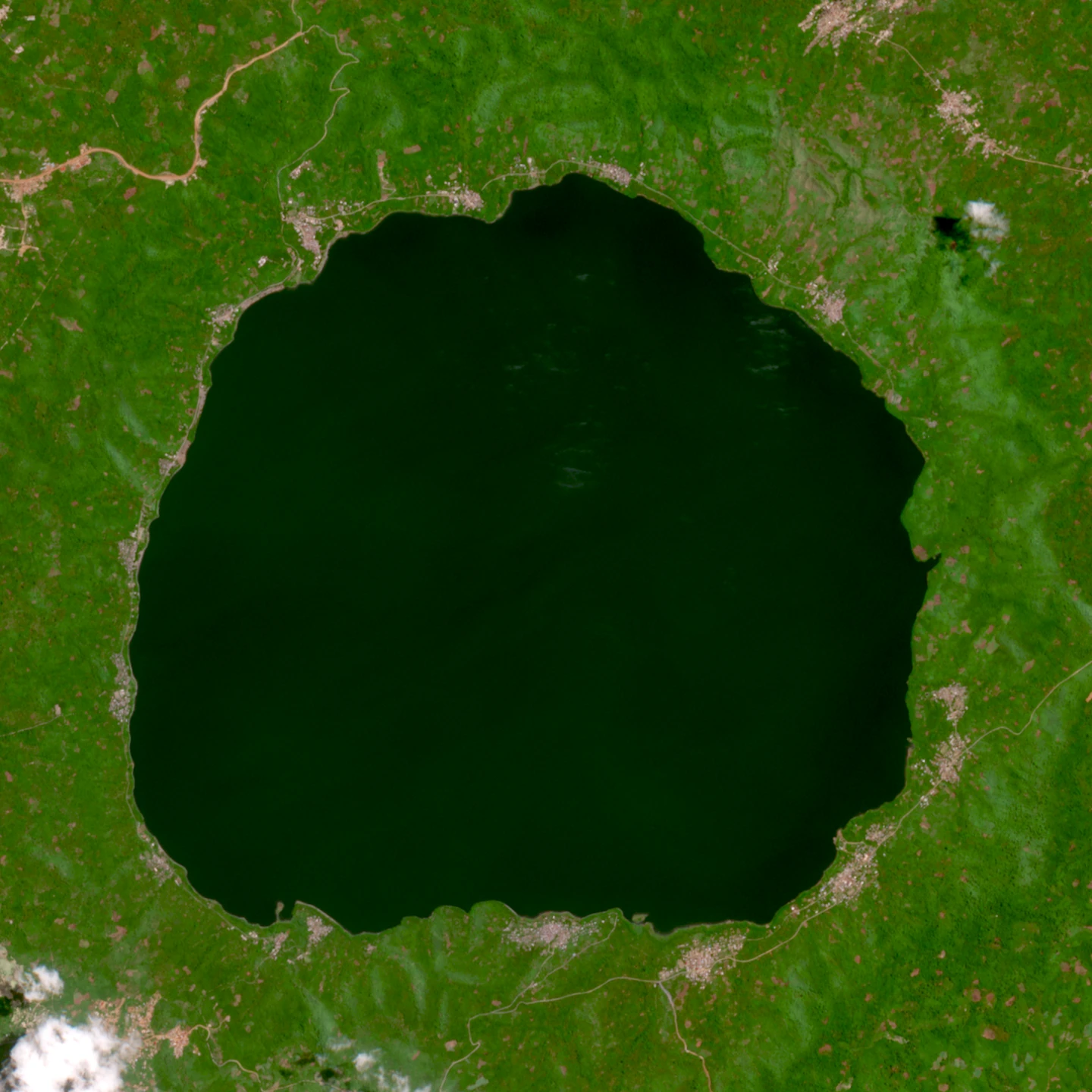 Satellite view of Lake Bosumtwi in Ghana